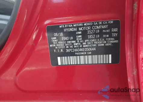 2019 Hyundai Accent Se z USA, uszkodzony, nr VIN 3KPC24A34KE050644